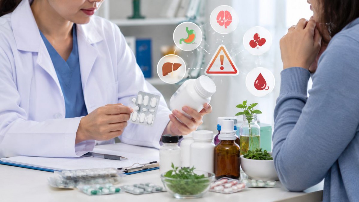 Antidepresan kullanırken başka ilaçlar ve bitkisel takviyelerle oluşabilecek etkileşimleri anlatan doktor görüşmesi