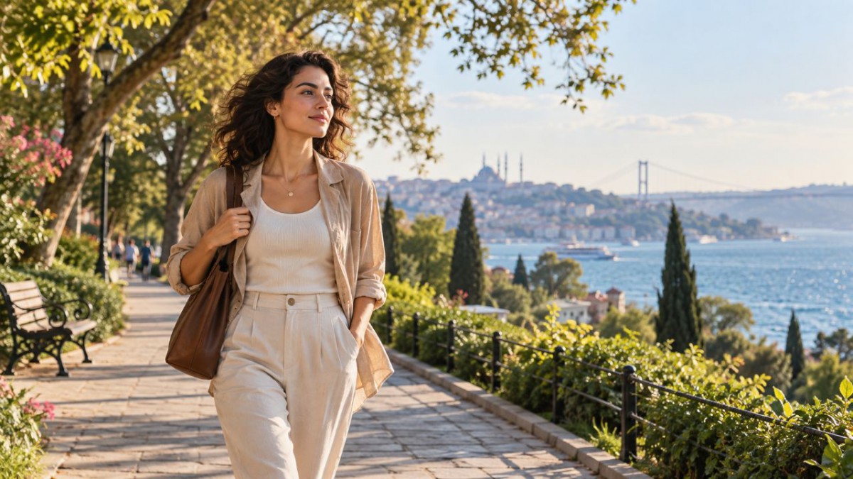 Ghosting sonrasında günlük yaşamına dönerek açık havada yürüyüş yapan kadın