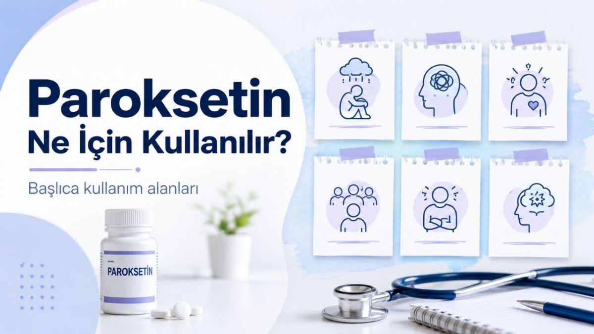 Paroksetin ne işe yarar ve hangi durumlarda kullanılır konusunu anlatan ilaç ve sağlık görseli
