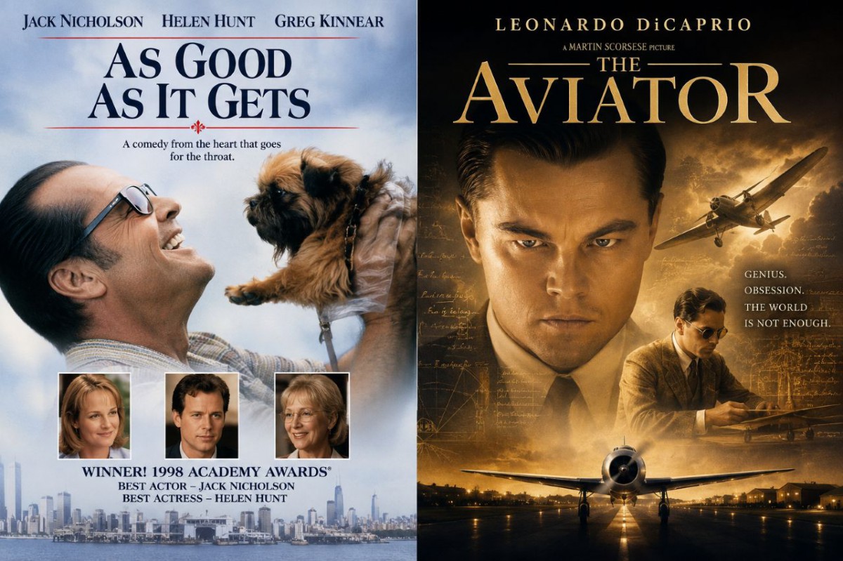 Obsesif kompulsif bozukluk, takıntılar, kaygı ve kontrol ihtiyacını konu alan As Good as It Gets ve The Aviator film afişleri
