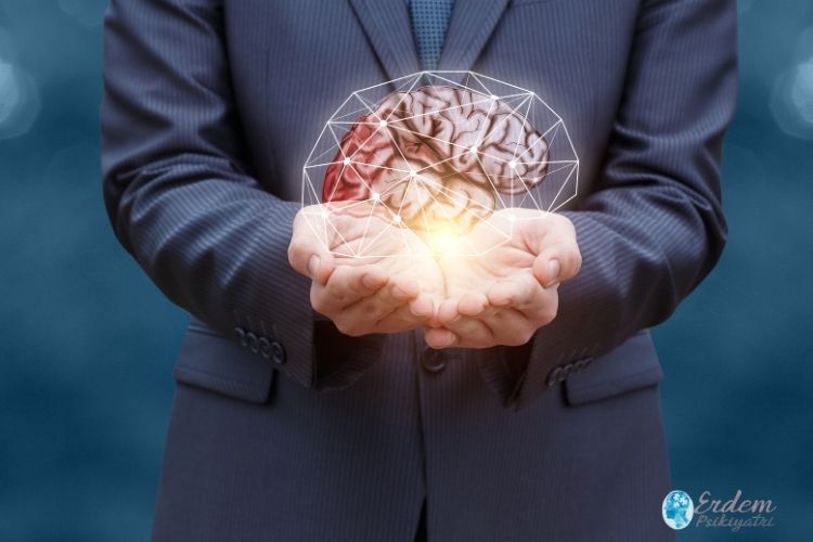 Bir ekek elinde beyin fanusta durmakta